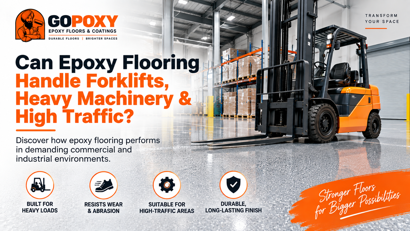 Industrial epoxy floor in a Melbourne warehouse with forklift traffic